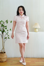 Xi Ru Mini Cheongsam with Short Sleeves in Light Pink