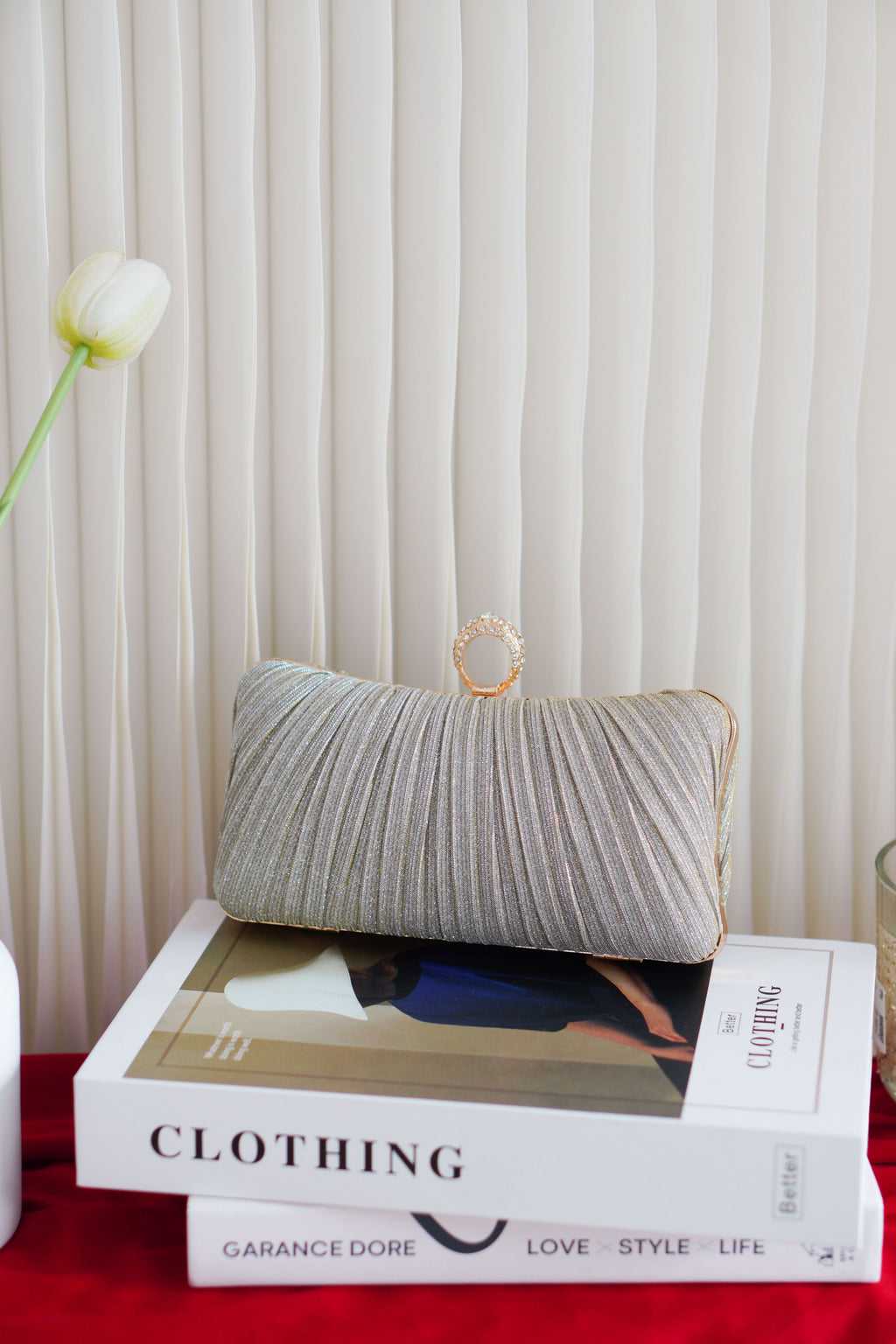 (BACKORDER) Dinner Clutch in Champagne