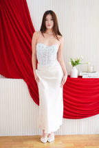 Alene Floral Bustier Corset Top in Light Blue