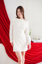 Miere Sequin Long Sleeve Mini Dress in White