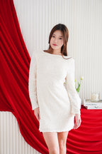 Miere Sequin Long Sleeve Mini Dress in White