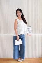 Nerelle Pleated Baby Doll Top in White