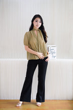 Iselle Sheer Choker Top in Olive Khaki