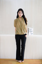 Iselle Sheer Choker Top in Olive Khaki