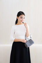 Mikaela Boat Neck Mid Sleeves Top in White