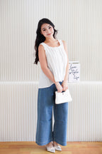 Nerelle Pleated Baby Doll Top in White