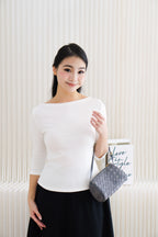 Mikaela Boat Neck Mid Sleeves Top in White