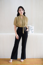 Iselle Sheer Choker Top in Olive Khaki