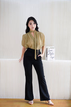 Iselle Sheer Choker Top in Olive Khaki