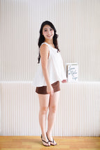 Nerelle Pleated Baby Doll Top in White