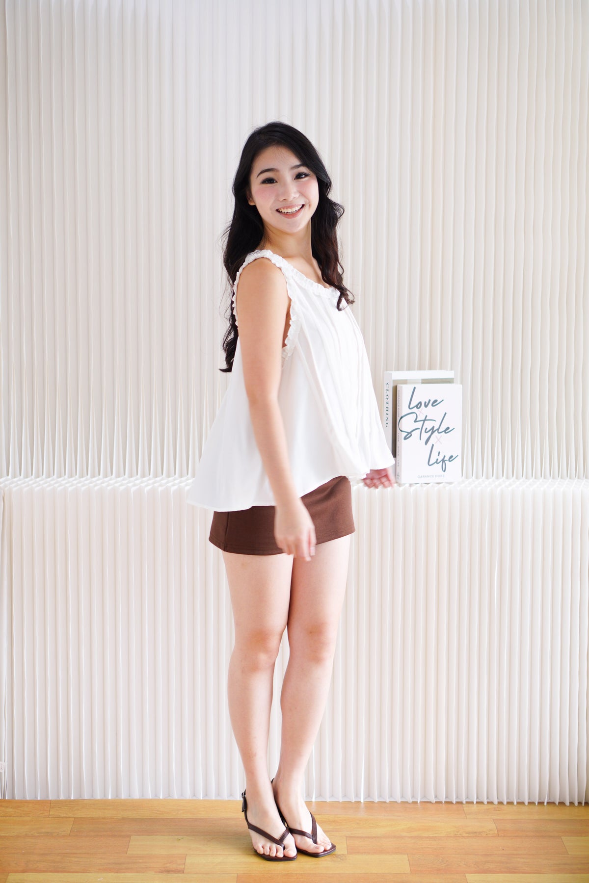 Nerelle Pleated Baby Doll Top in White
