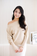 Enya Oversized Toga Knit Sweater in Light Khaki