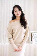 Enya Oversized Toga Knit Sweater in Light Khaki