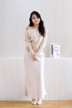 Enya Oversized Toga Knit Sweater in Light Khaki