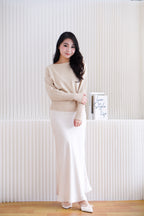 Enya Oversized Toga Knit Sweater in Light Khaki