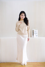 Enya Oversized Toga Knit Sweater in Light Khaki