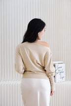 Enya Oversized Toga Knit Sweater in Light Khaki