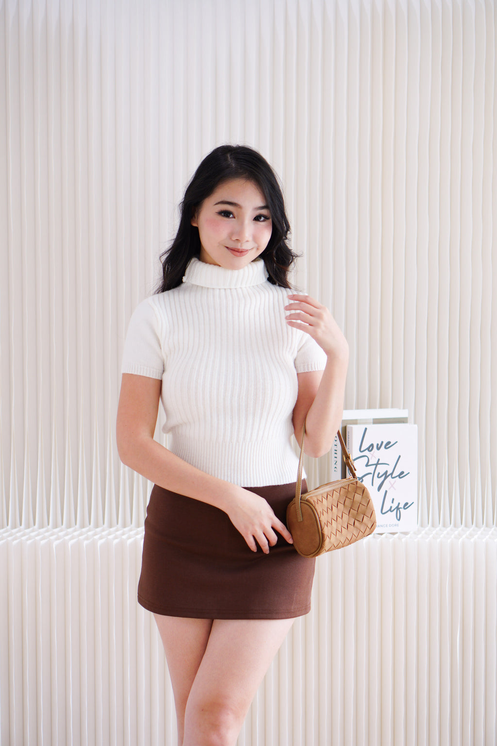 Minka High Neck Knit Top in White