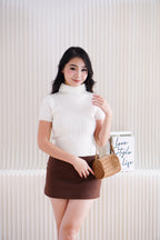 Minka High Neck Knit Top in White