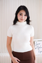Minka High Neck Knit Top in White
