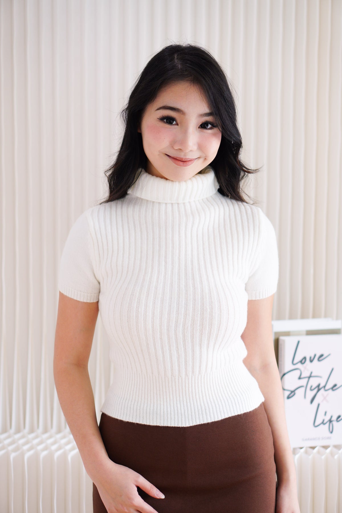 Minka High Neck Knit Top in White