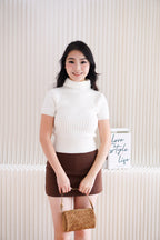 Minka High Neck Knit Top in White