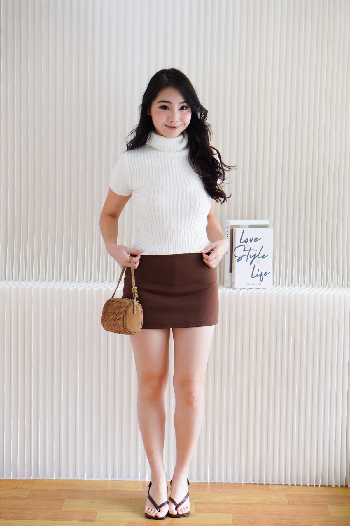 Minka High Neck Knit Top in White