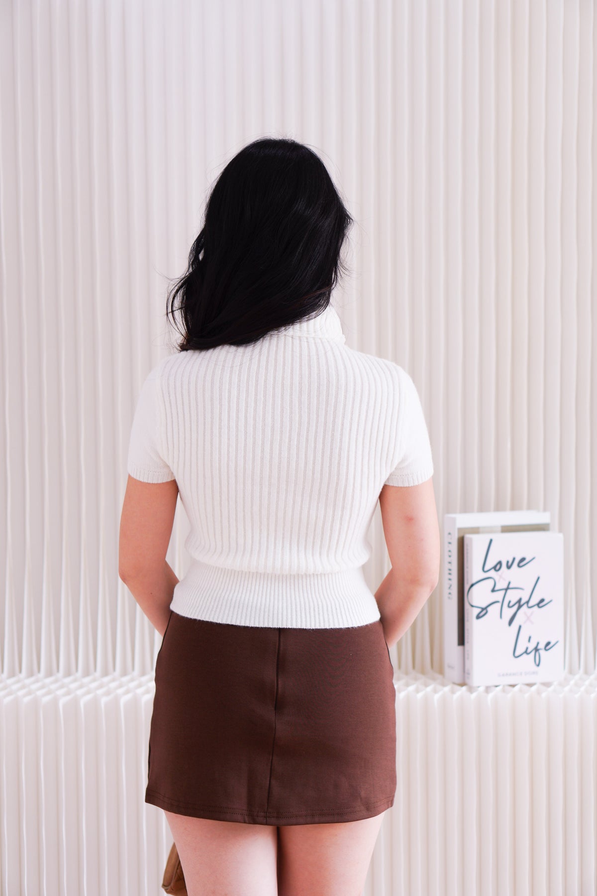 Minka High Neck Knit Top in White