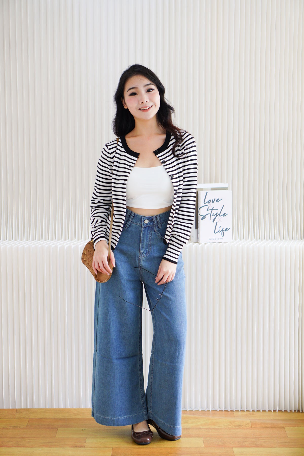 (BACKORDER) Juna Stripes Knit Cardigan Top in Black & White