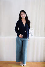 Novita Cardigan Top in Dark Blue