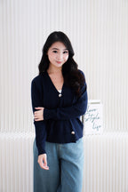 Novita Cardigan Top in Dark Blue