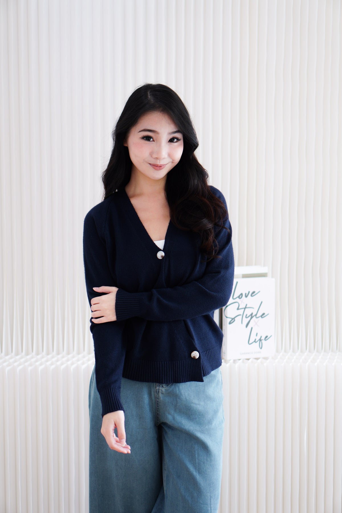 Novita Cardigan Top in Dark Blue