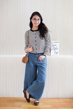(BACKORDER) Juna Stripes Knit Cardigan Top in Black & White