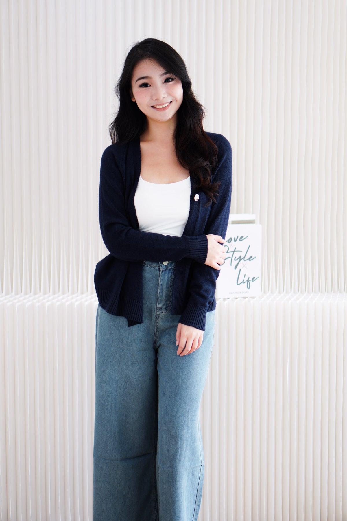 Novita Cardigan Top in Dark Blue