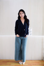 Novita Cardigan Top in Dark Blue