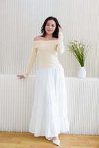 Everlia Off Shoulder Top in Yellow Beige