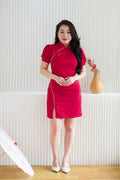 Xiao Ru Puffy Sleeves Mini Cheongsam in Red