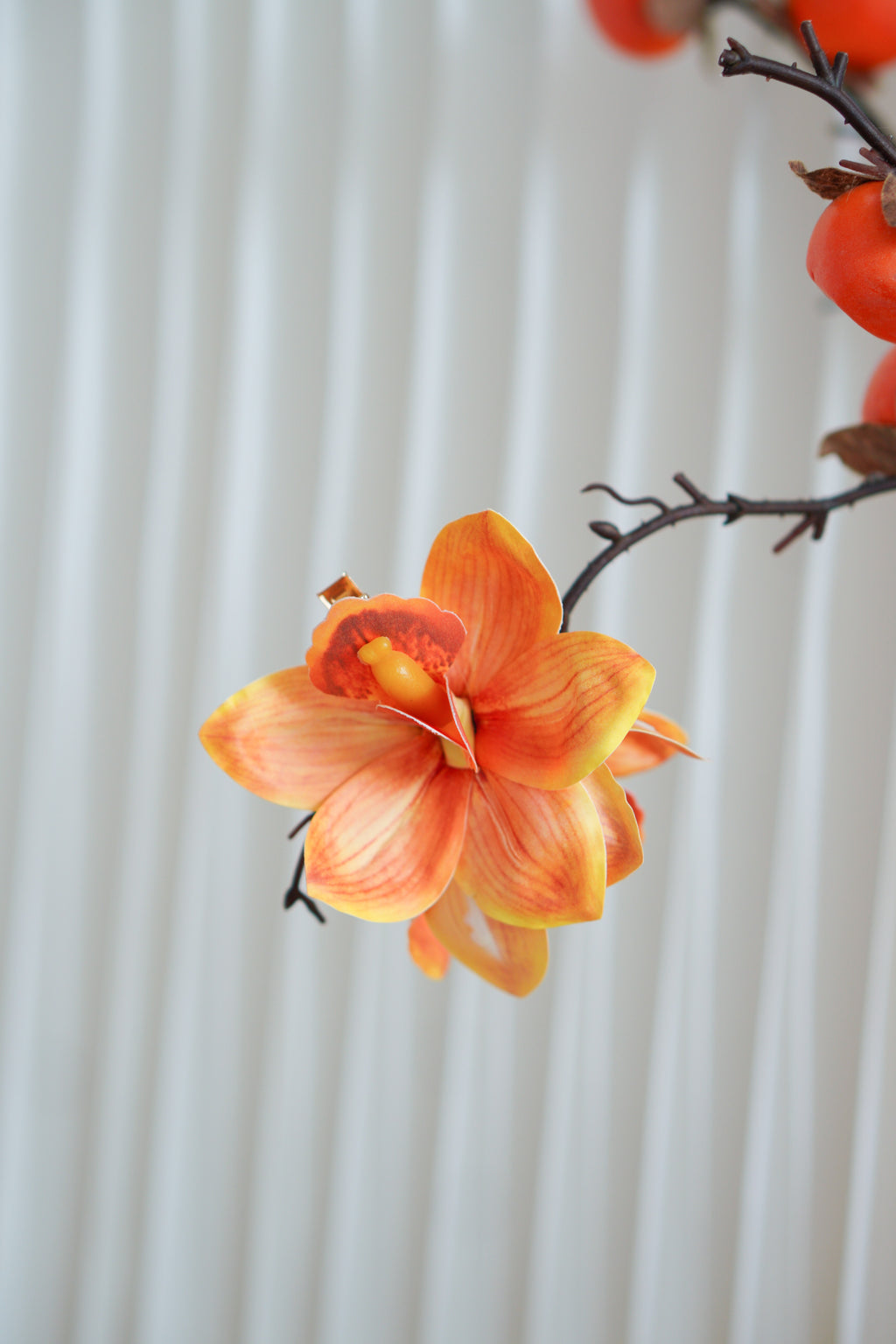 Statement Flower Hair Clip in Sunset Orange
