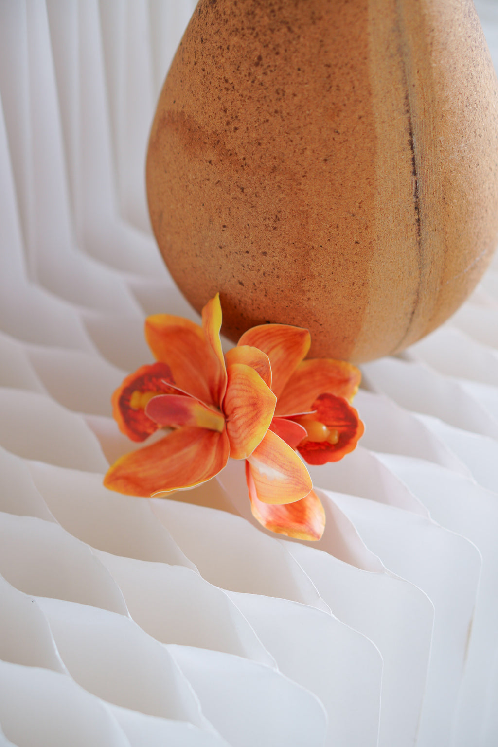Statement Flower Hair Clip in Sunset Orange