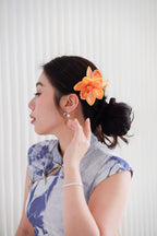 Statement Flower Hair Clip in Sunset Orange