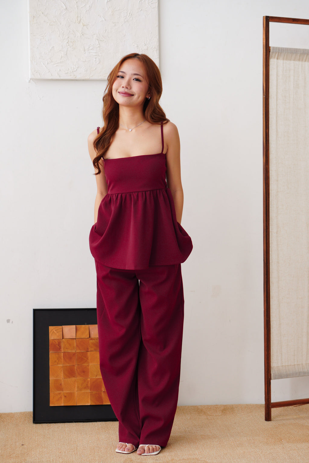 Clara Babydoll Top by Bash in Cherry Red