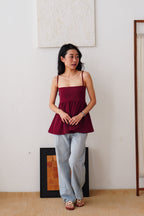 Clara Babydoll Top by Bash in Cherry Red