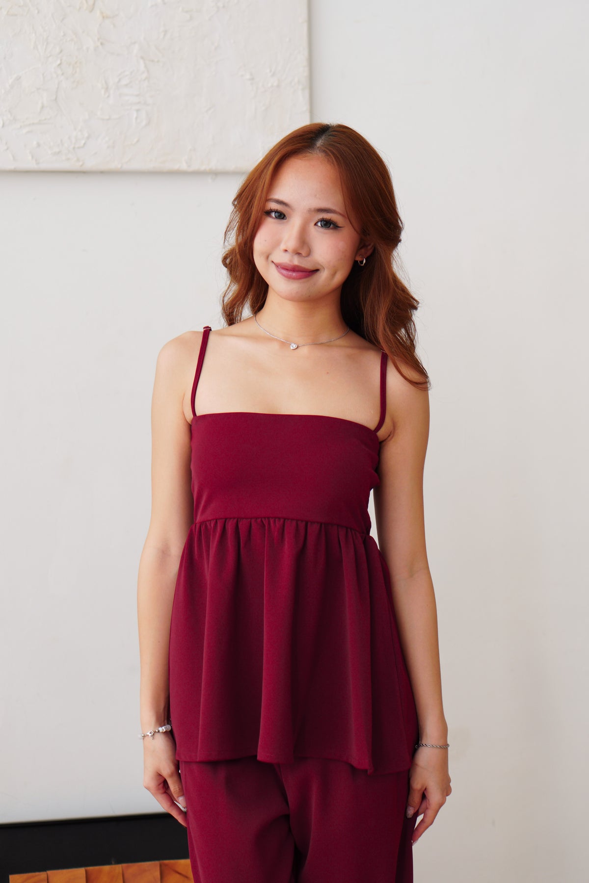 Clara Babydoll Top by Bash in Cherry Red