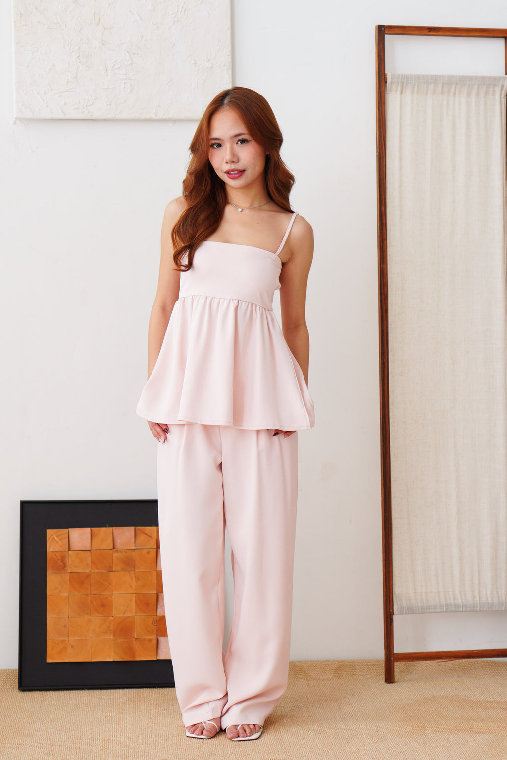 Clara Wide Legged Pants by Bash in Baby Pink