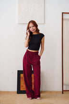 Clara Wide Legged Pants by Bash in Cherry Red