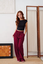 Clara Wide Legged Pants by Bash in Cherry Red