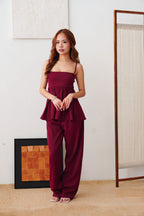 Clara Wide Legged Pants by Bash in Cherry Red