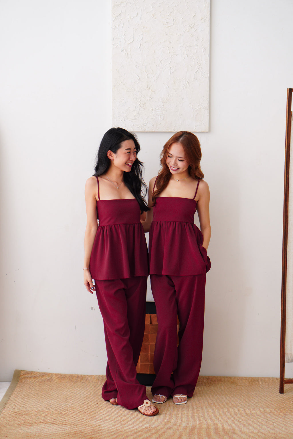 Clara Wide Legged Pants by Bash in Cherry Red