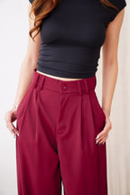 Clara Wide Legged Pants by Bash in Cherry Red