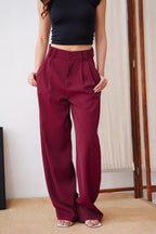 Clara Wide Legged Pants by Bash in Cherry Red